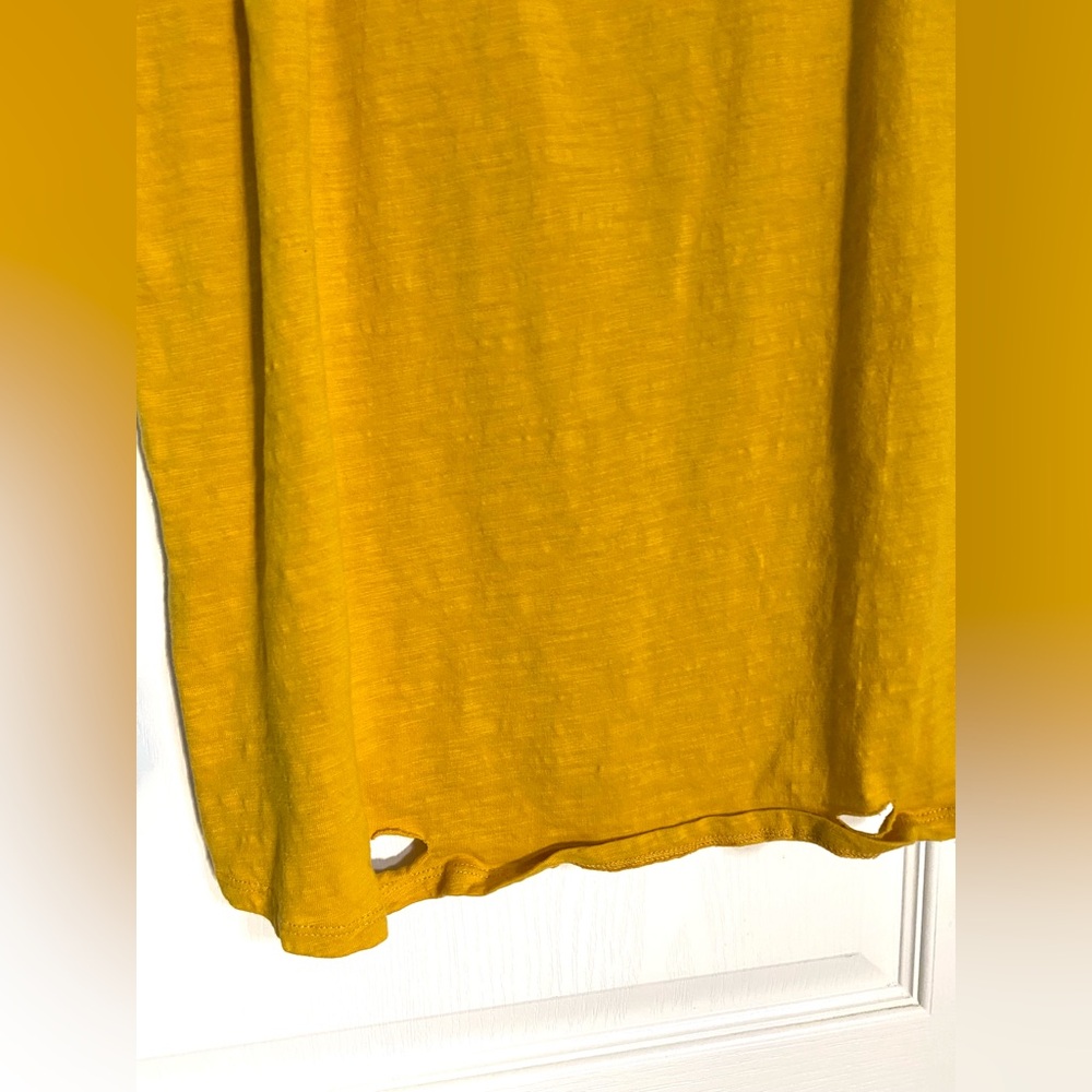 Umgee Women's Mustard V-Neck distressed Top - Picture 9 of 14